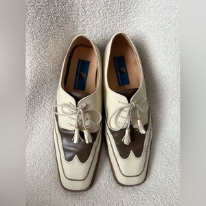 Giorgio Brutini Two Toned Wingtip Men’s Lace Shoes Brown and Cream Size 9.5